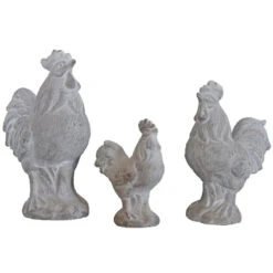 Ensemble 3 Coqs Ciment H22cm