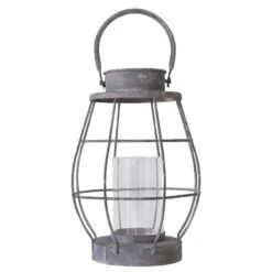 Grand Photophore Fer Quadrillé 19x19x28cm