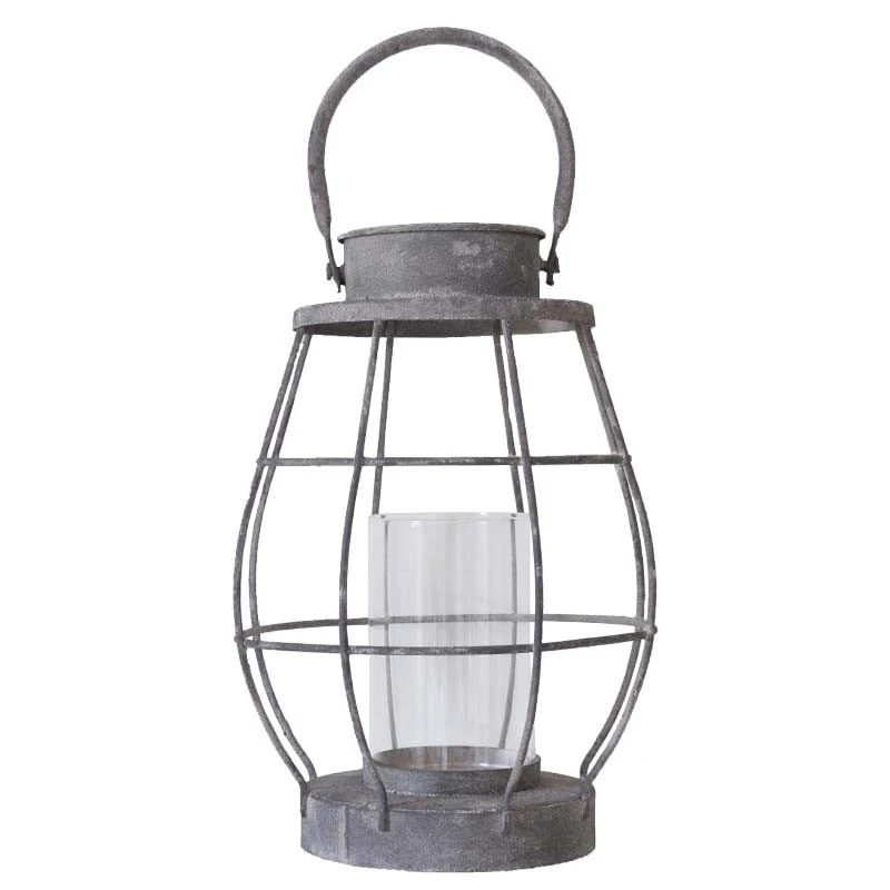 Grand Photophore Fer Quadrillé 19x19x28cm