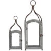Ensemble 2 Lanternes Fer Patiné Gris 15x40cm