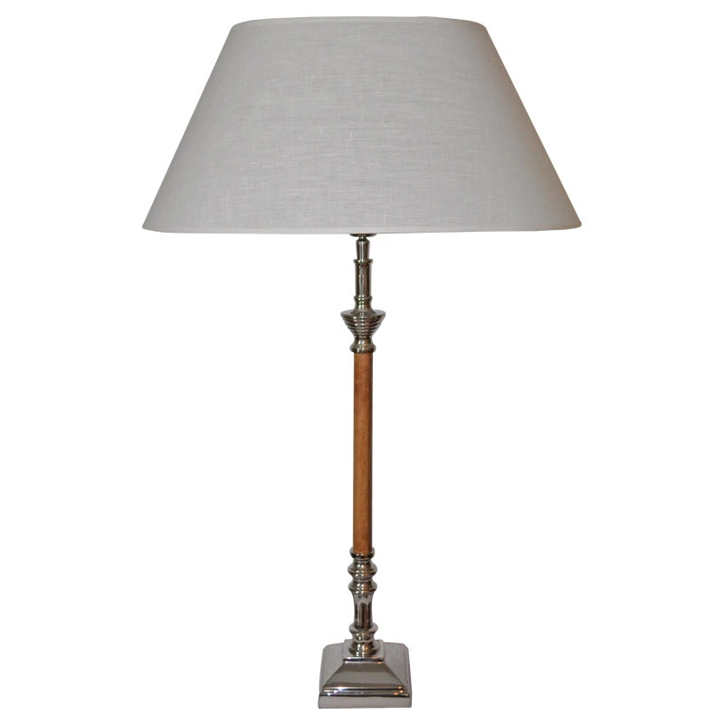 Lampe Carré Chic Chrome Bois 45x79cm
