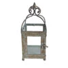 Lanterne De Jardin Fer Gris 11x11x27cm