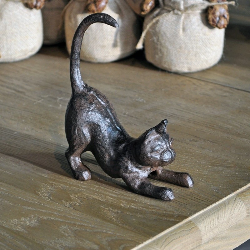 Statuette Déco Chat Fonte 18x6x14cm