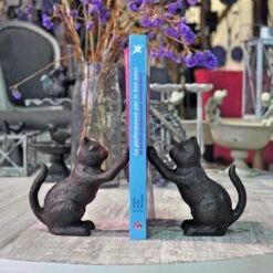 Serre Livres Chats Fonte 12x12x7cm