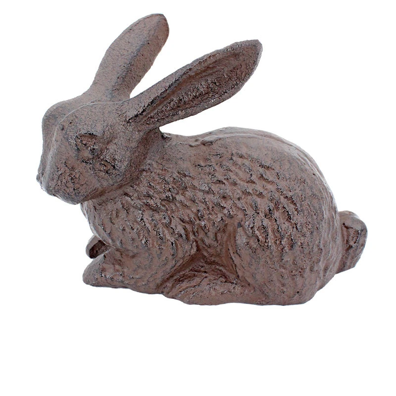 Lapin Fonte Patiné Marron 14x7x10cm – Image 2