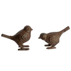 Ensemble 2 Oiseaux En Fonte 15x6x10cm