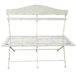 Banc De Jardin Fer Blanc 104x55x94cm