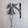 Cloche Carillon Fonte Oiseaux Sur Branche 17x10x17 Cm