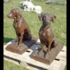 Couple Chiens Jardin Fonte H70cm