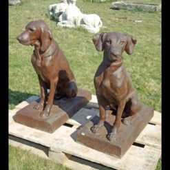 Couple Chiens Jardin Fonte H70cm