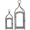 Ensemble 2 Lanternes Fer Patiné Gris 15x40cm