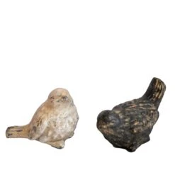 Ensemble 2 Oiseaux Résine à Poser 11x13x16 Cm