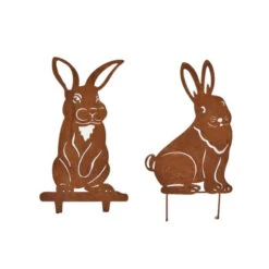 Ensemble 2 Silhouettes Lapins Déco Jardin 18x37cm