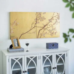 Ensemble 2 Tableaux Dorés 61x61x4cm