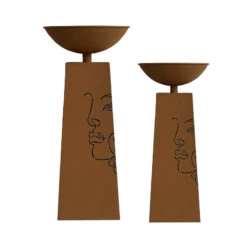 Ensemble 2 Vasques Plantes Visages 82x36cm