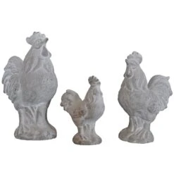 Ensemble 3 Coqs Ciment H22cm