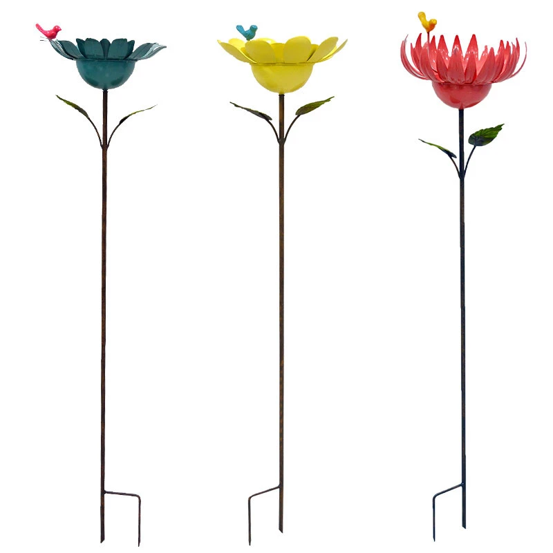 Ensemble 3 Tuteurs Oiseaux Sur Fleurs 28x25x118cm – Image 2