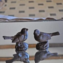 Ensemble Couple Oiseaux Fonte Ă Poser 10x4x8cm