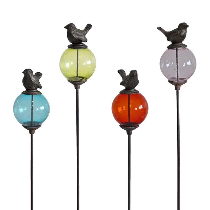 Ensemble De 4 Tuteurs Boule Oiseau Queue Haute 10x117cm