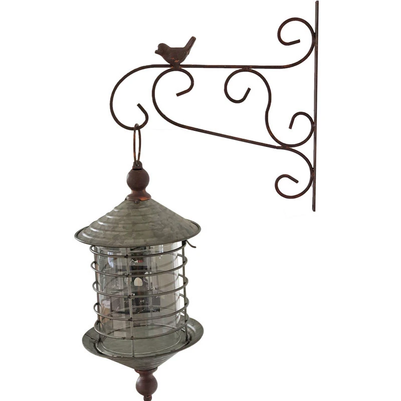 Ensemble Potence Lanterne Oiseau Fer 57x35cm – Image 2