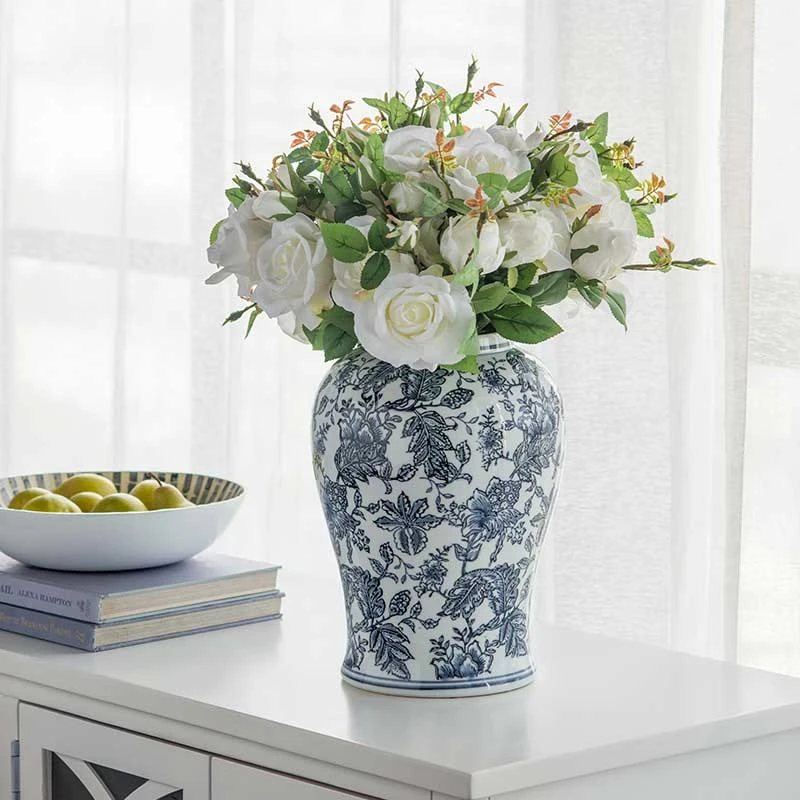 Grand Pot Céramique Floral 24x24x46cm – Image 2