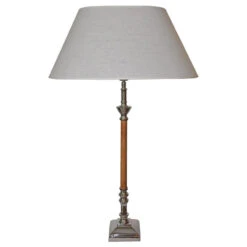 Lampe Carré Chic Chrome Bois 45x79cm
