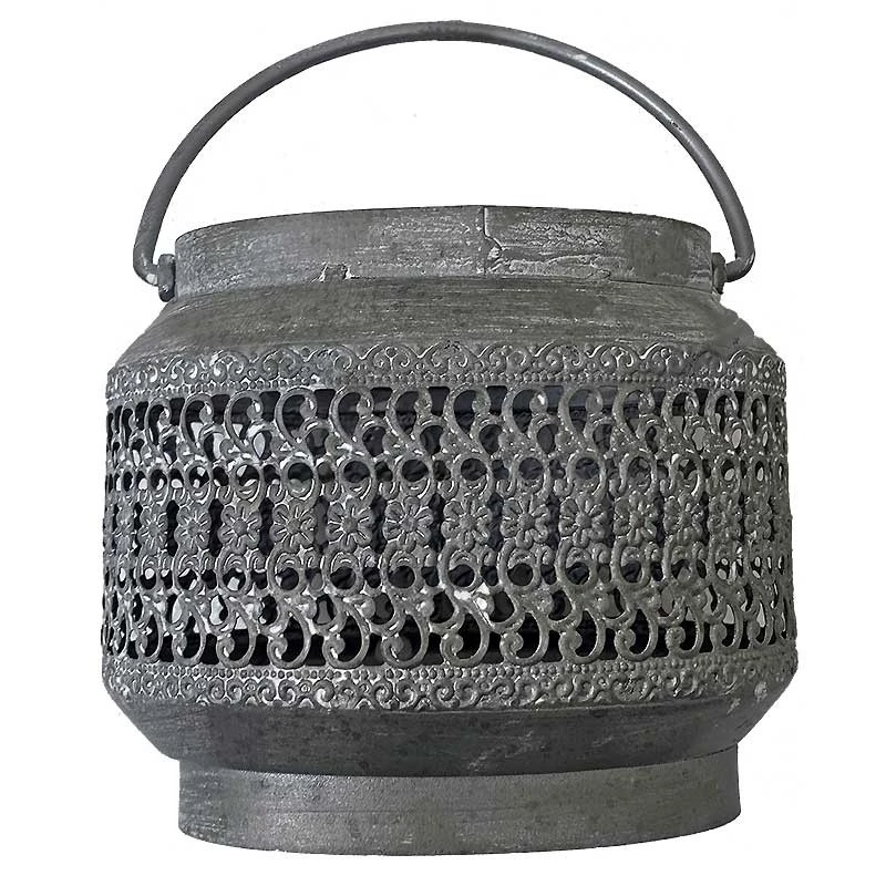 Photophore Fer Patiné 15x10x12cm