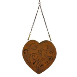 Photophore Suspendu Coeur Fer 45x18x8cm