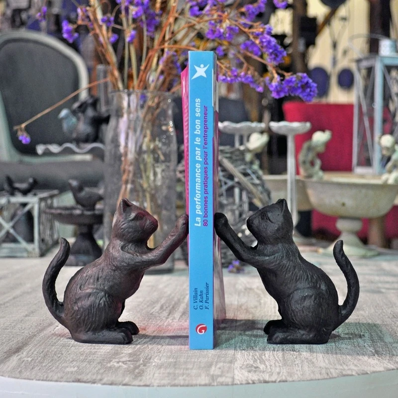 Serre Livres Chats Fonte 12x12x7cm