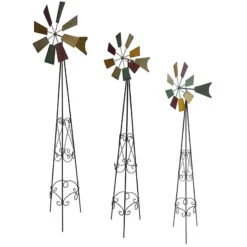 Set 3 Moulins Déco Jardin 48x39x175cm