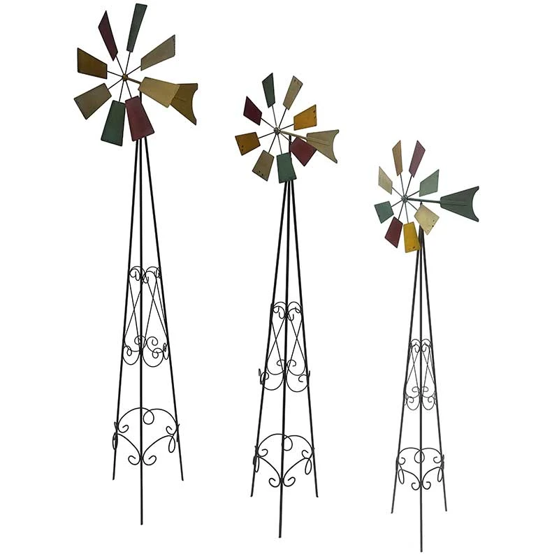 Set 3 Moulins Déco Jardin 48x39x175cm
