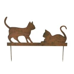 Silhouette Déco Jardin Chats 48x22cm