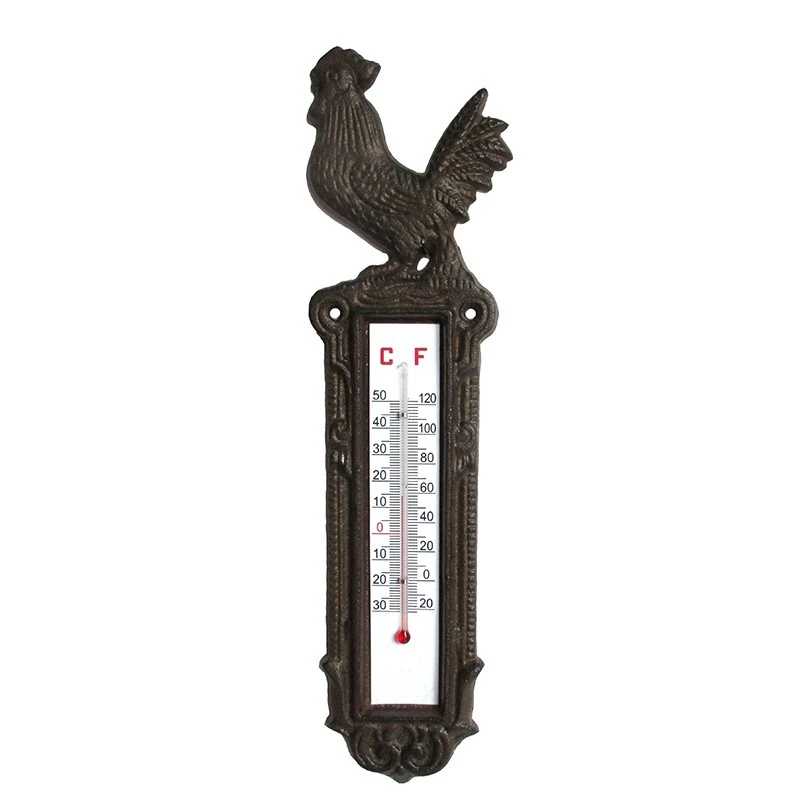 Thermomètre Mural Coq En Fonte 28X8cm