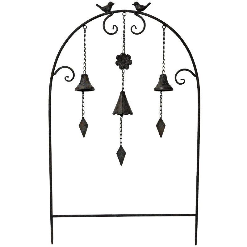 Treillage Jardin Fer Clochettes Oiseaux 50x7x84 Cm